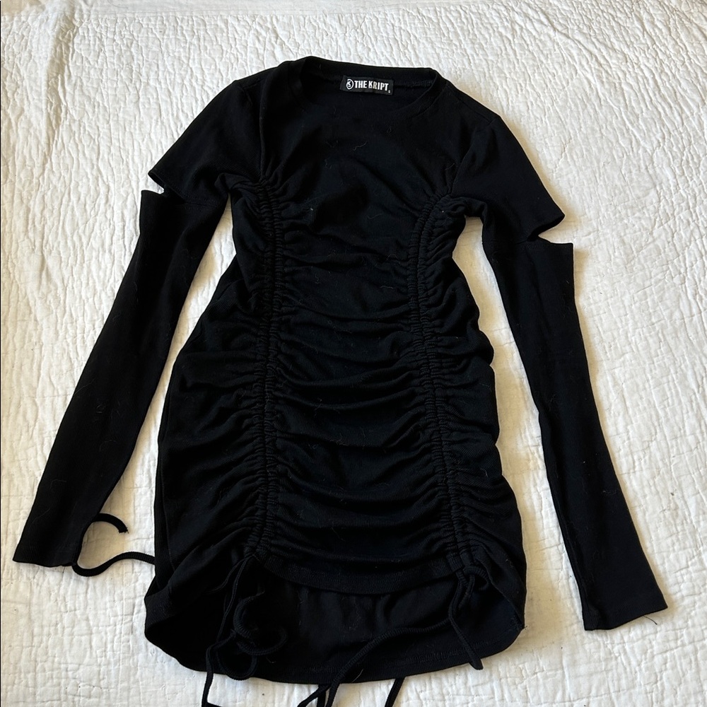 The Kript black cutout ruched mini dress (S)